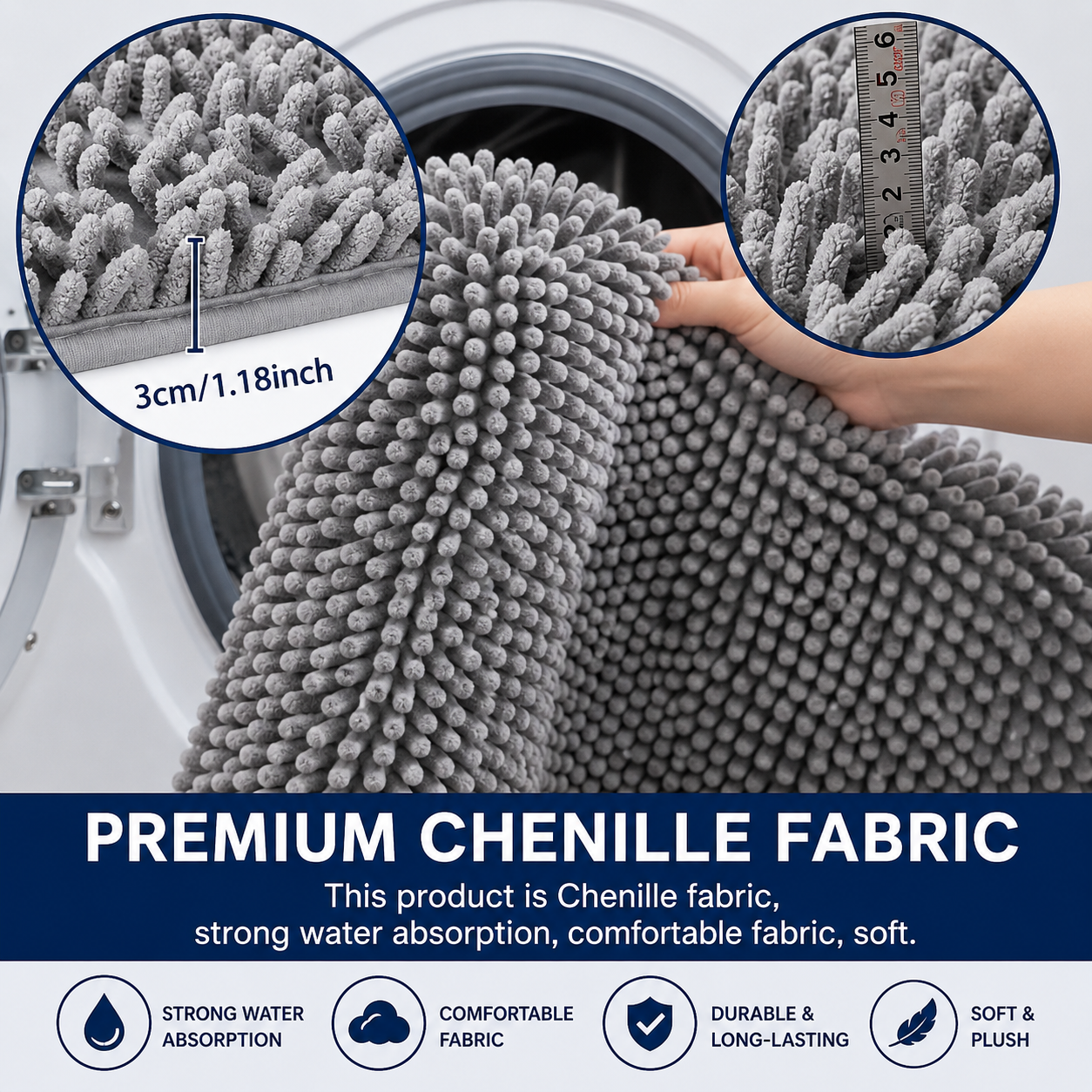 Non-Slip Absorbent Bathroom & Door Rug for Dogs & Cats