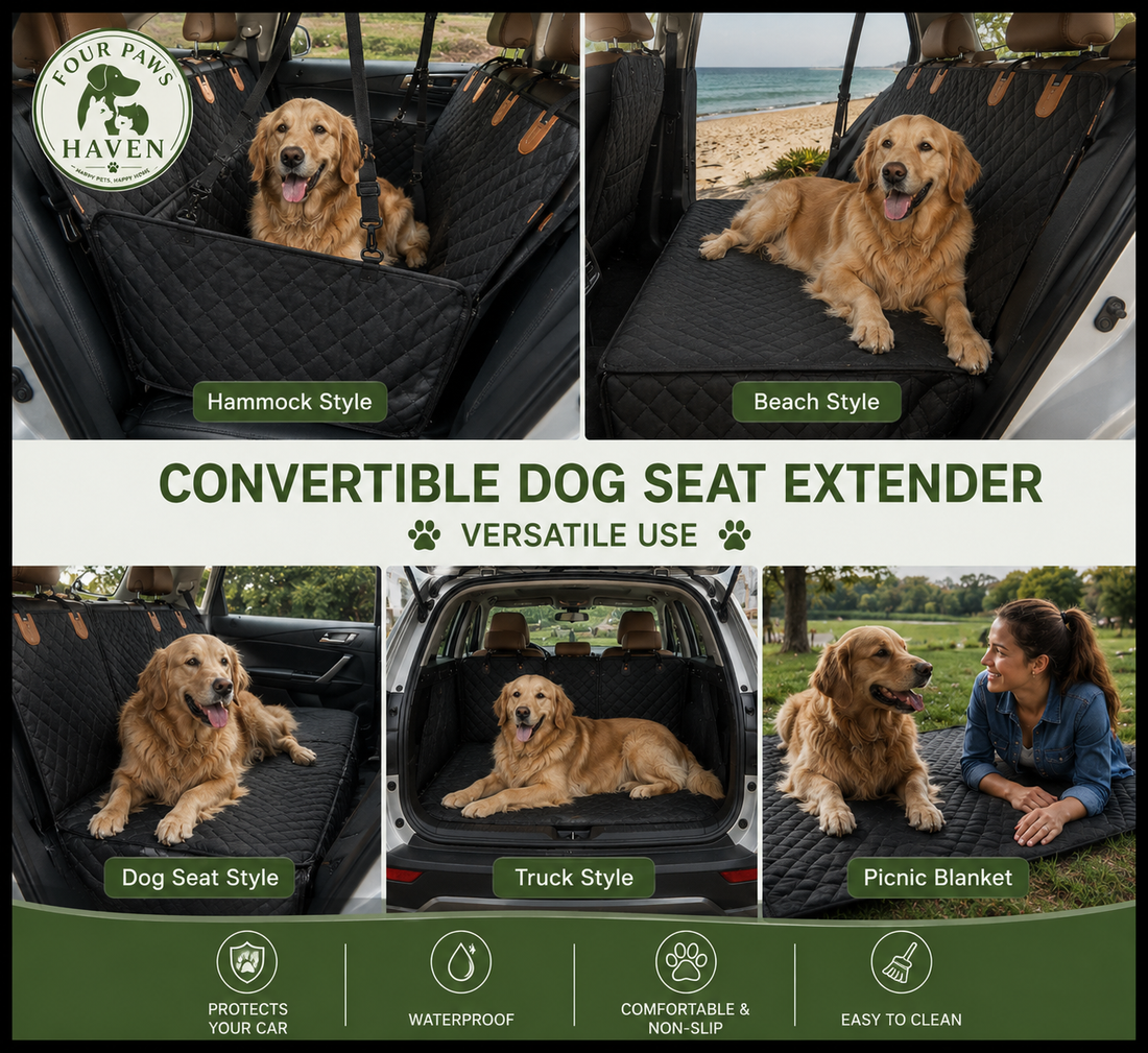 Hard-Bottom Dog Car Seat Cover — Waterproof Backseat Hammock & Seat Extender