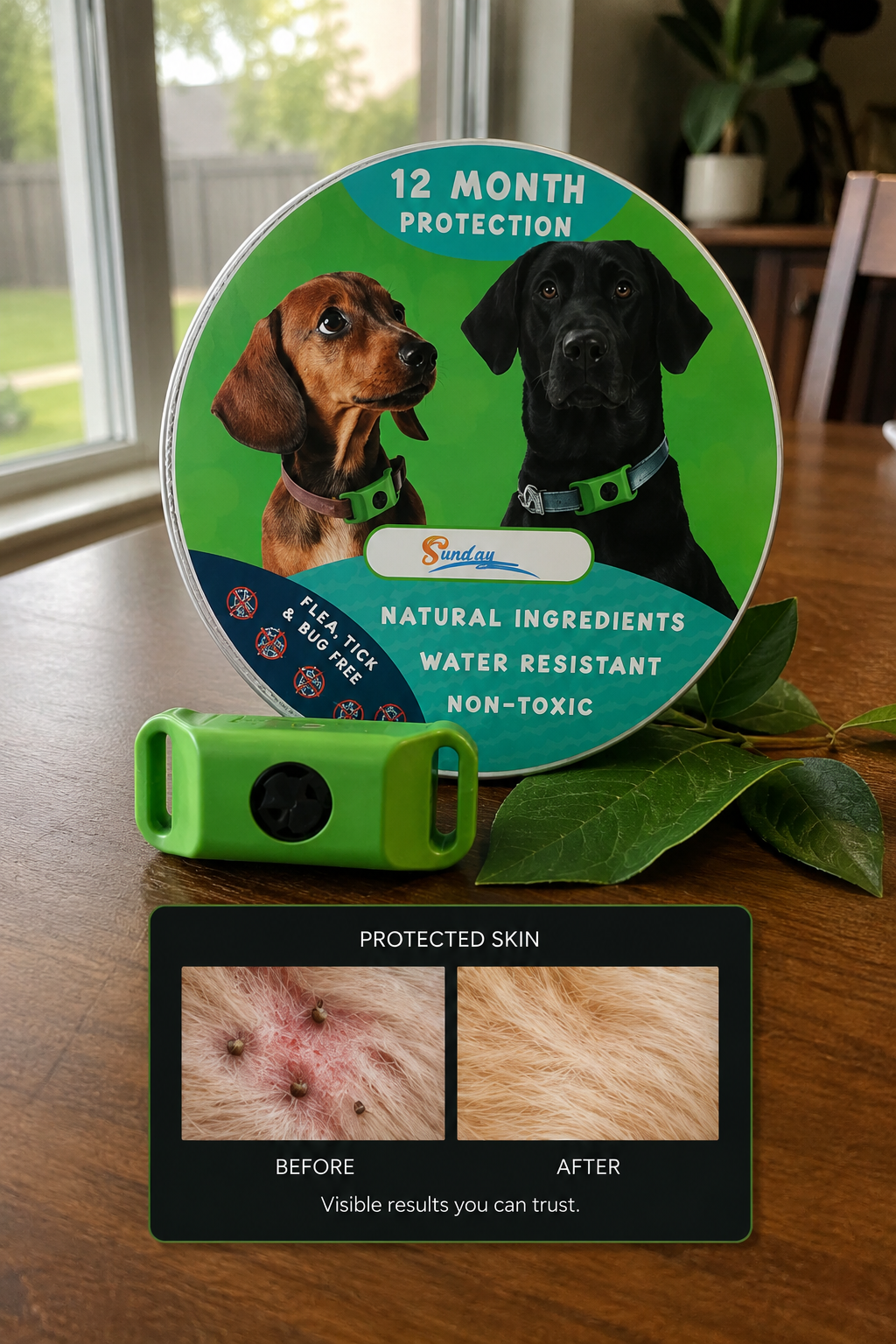 Flea & Tick 12 Months Protection Collar for Dogs – All-Season Anti-Tick Pet Collar