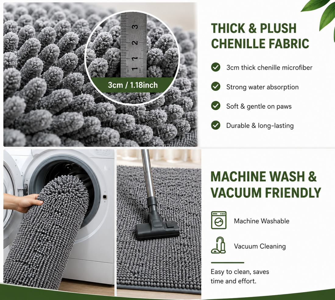 Non-Slip Absorbent Bathroom & Door Rug for Dogs & Cats