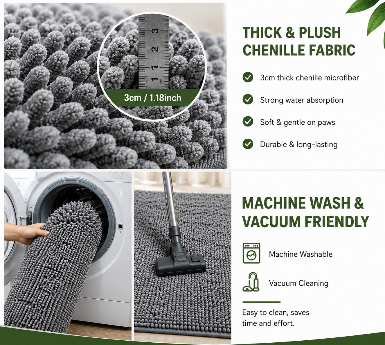 Non-Slip Absorbent Bathroom & Door Rug for Dogs & Cats
