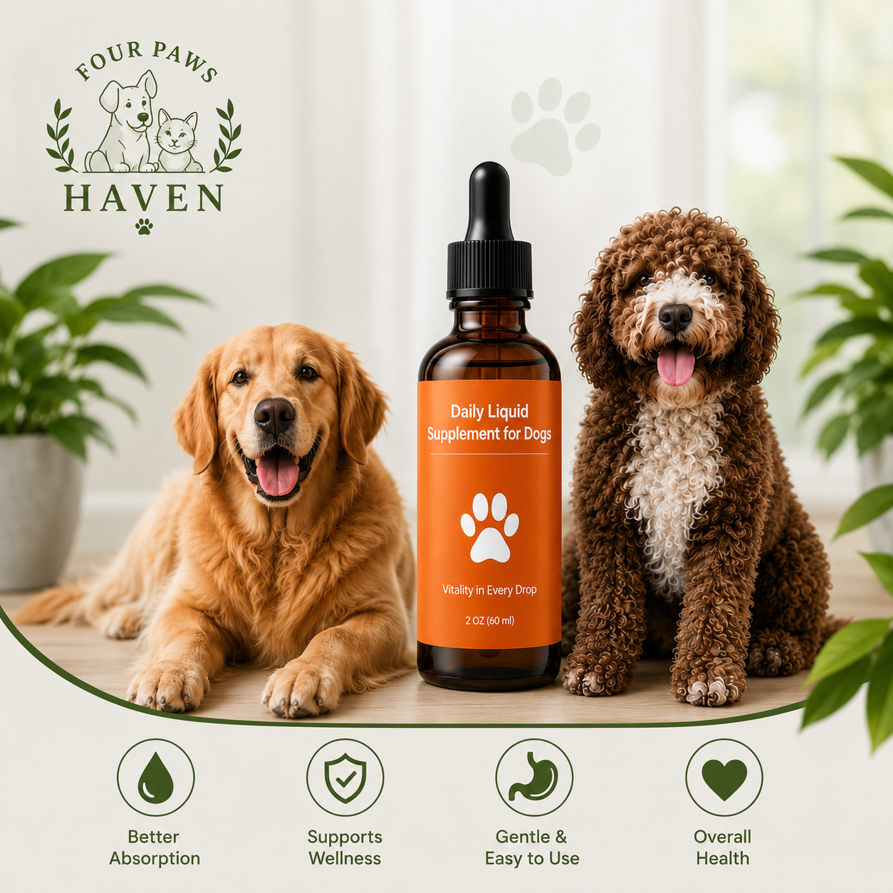 Daily Liquid Multivitamin Supplement for Dogs – Immune, Skin & Overall Health Support